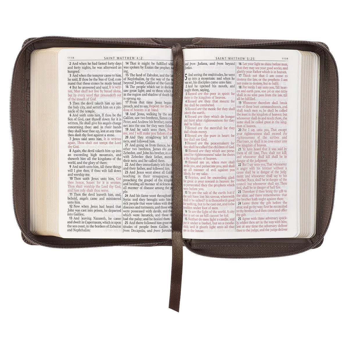 King James Version, Floral Dusty Taupe Faux Leather Large Print Compact Bible