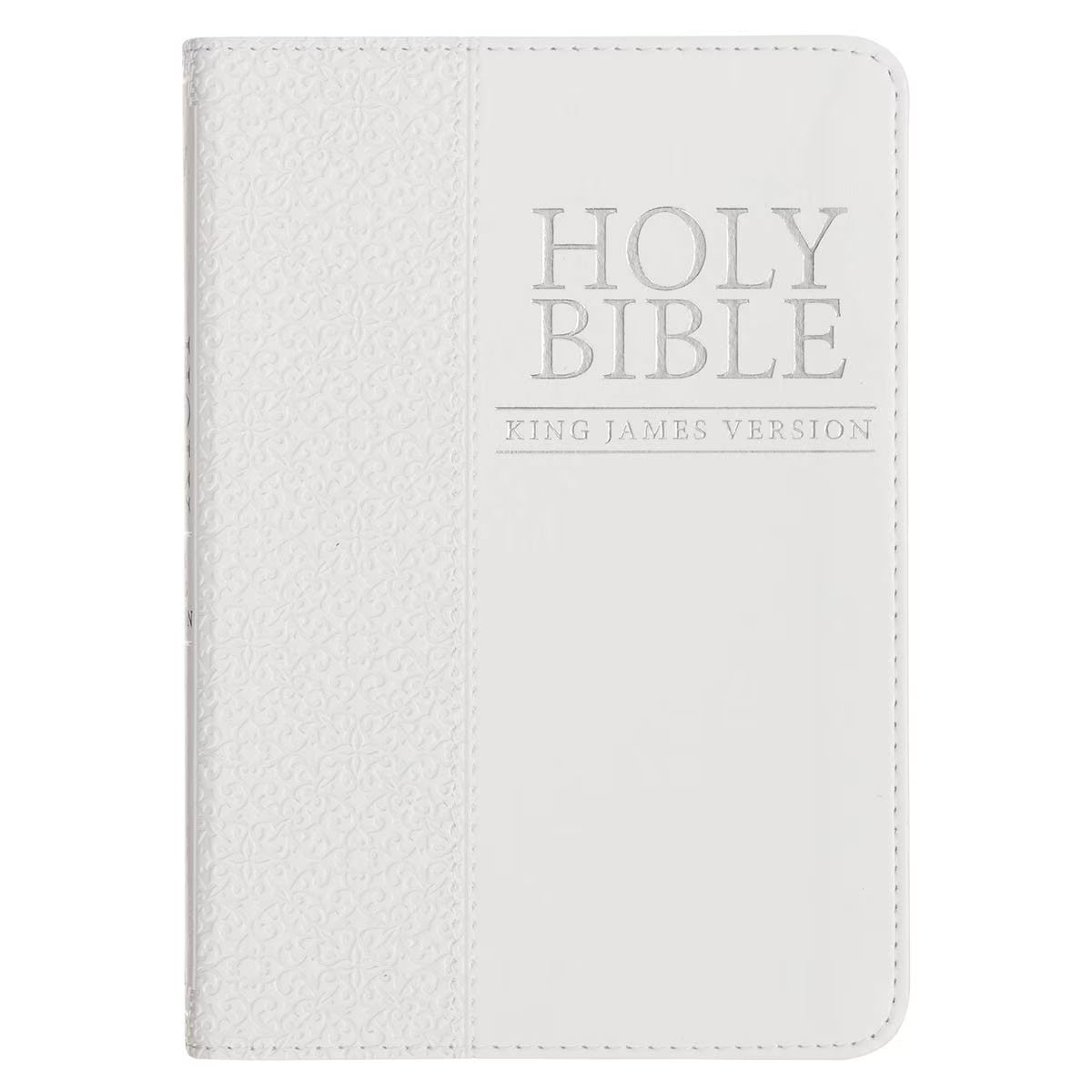 King James Version, White Faux Leather Compact Bible