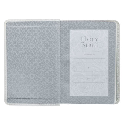 King James Version, White Faux Leather Compact Bible