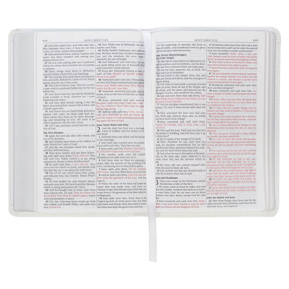 King James Version, White Faux Leather Compact Bible