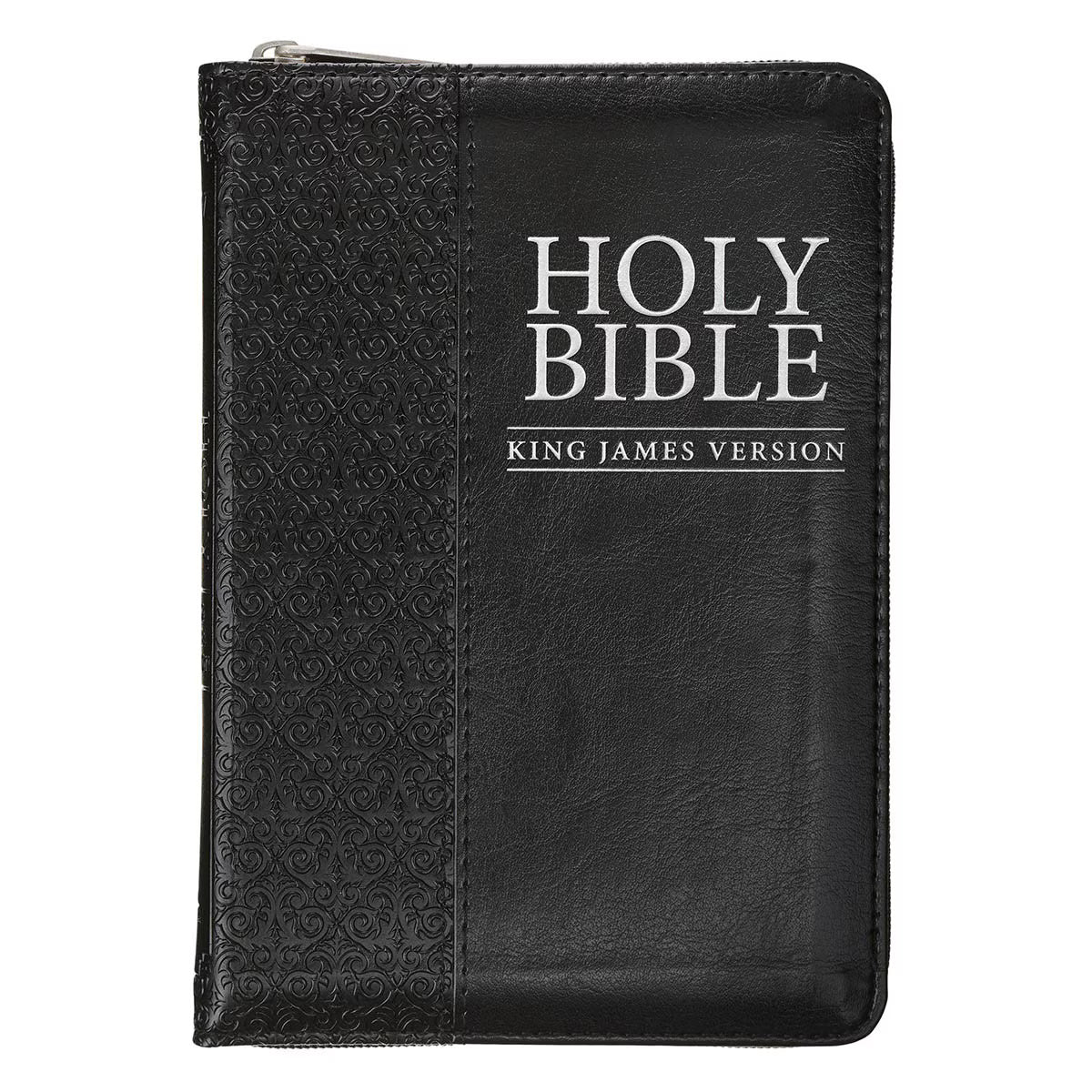 King James Version, Black Faux Leather Compact Bible with Zippered Closure