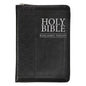 King James Version, Black Faux Leather Compact Bible with Zippered Closure