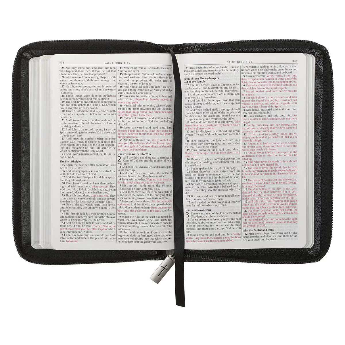 King James Version, Black Faux Leather Compact Bible with Zippered Closure