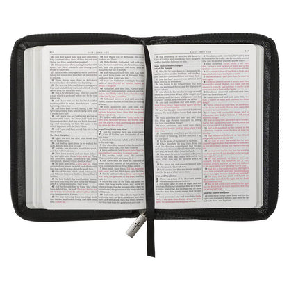 King James Version, Black Faux Leather Compact Bible with Zippered Closure
