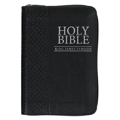 King James Version, Black Faux Leather Pocket Bible with Zippered Closure