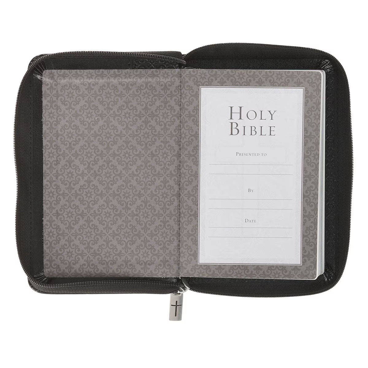 King James Version, Black Faux Leather Pocket Bible with Zippered Closure