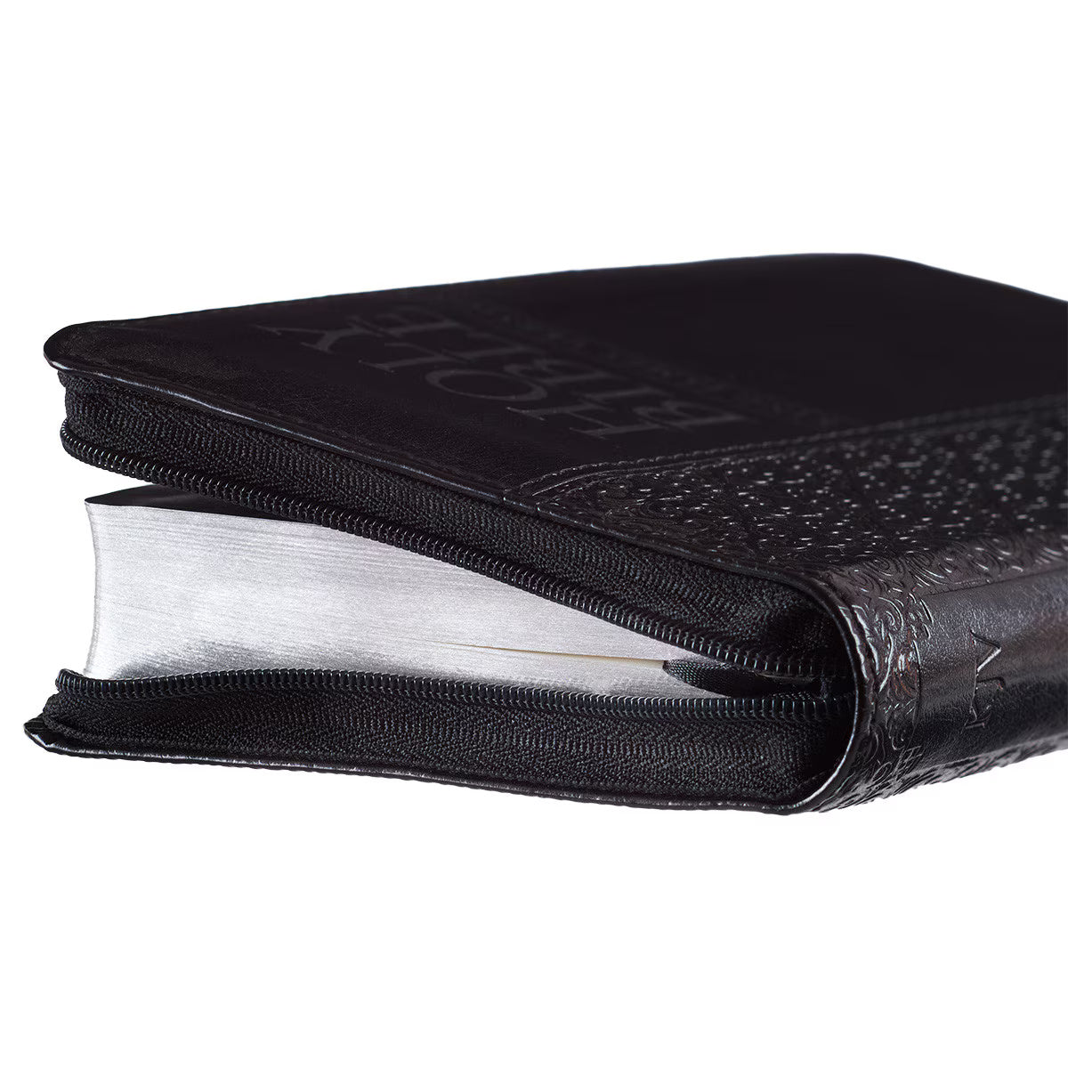 King James Version, Black Faux Leather Pocket Bible with Zippered Closure