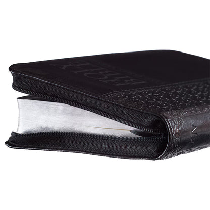 King James Version, Black Faux Leather Pocket Bible with Zippered Closure