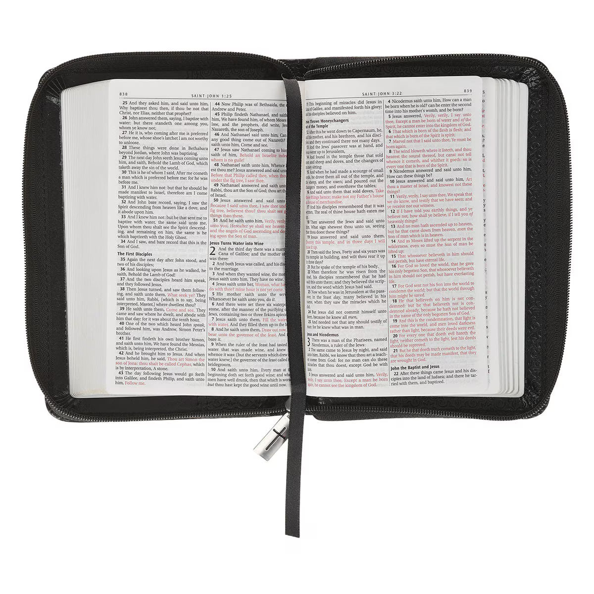 King James Version, Black Faux Leather Pocket Bible with Zippered Closure