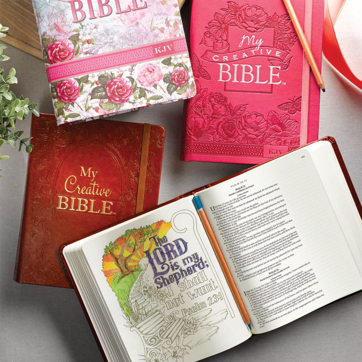 King James Version, Bright Pink Faux Leather Hardcover, My Creative Bible