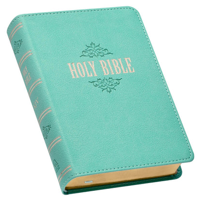 King James Version, Robin’s-egg Blue Faux Leather Large Print Compact Bible