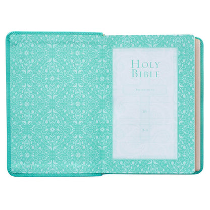 King James Version, Robin’s-egg Blue Faux Leather Large Print Compact Bible