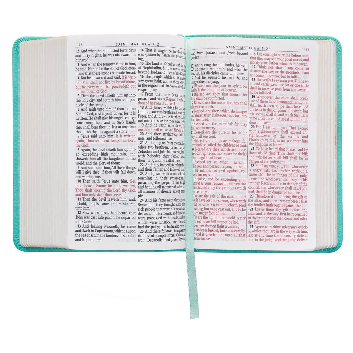 King James Version, Robin’s-egg Blue Faux Leather Large Print Compact Bible