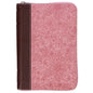 King James Version Bible, Pink/Saddle Tan Faux Leather Pocket Bible with Zippered Closure
