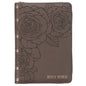 King James Version, Floral Dusty Taupe Faux Leather Large Print Compact Bible