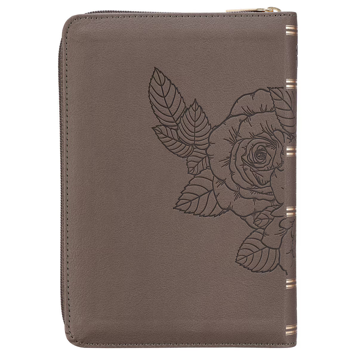 King James Version, Floral Dusty Taupe Faux Leather Large Print Compact Bible