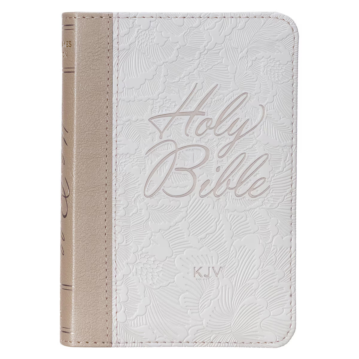 King James Version, Pearlized White and Taupe Faux Leather Pocket Bible