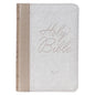 King James Version, Pearlized White and Taupe Faux Leather Pocket Bible