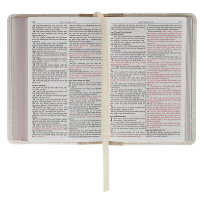King James Version, Pearlized White and Taupe Faux Leather Pocket Bible
