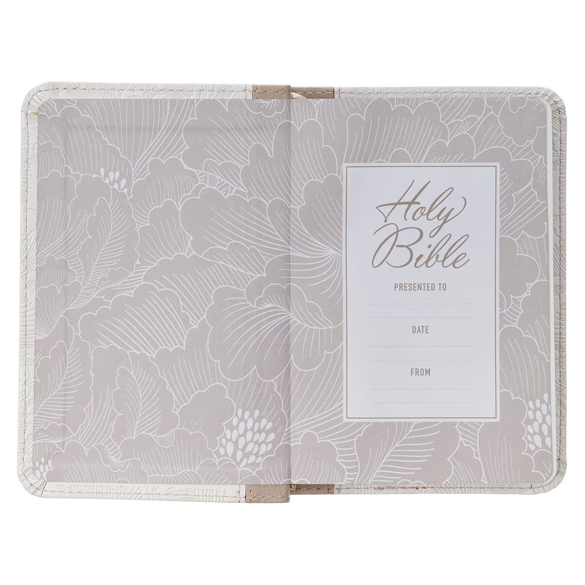 King James Version, Pearlized White and Taupe Faux Leather Pocket Bible