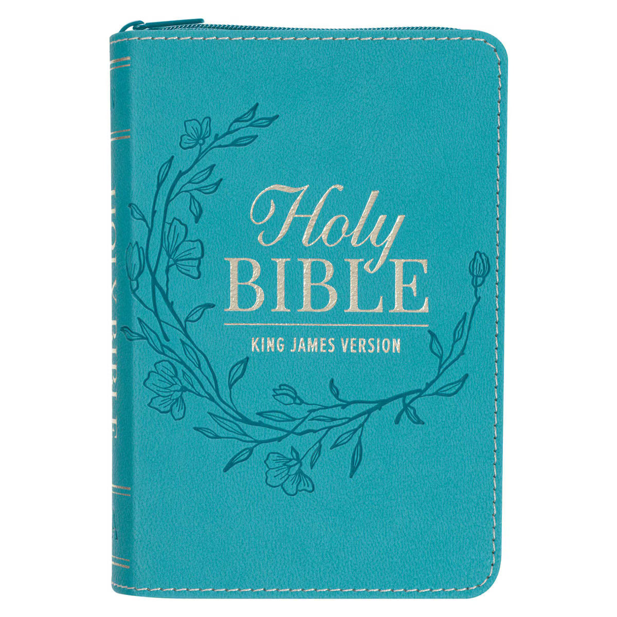 King James Version, Aqua Faux Leather Pocket Bible with Zipper Closure